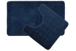 Orkney Latex Back Navy 2pc Bath Mat Set