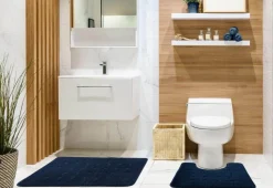 Orkney Latex Back Navy 2pc Bath Mat Set