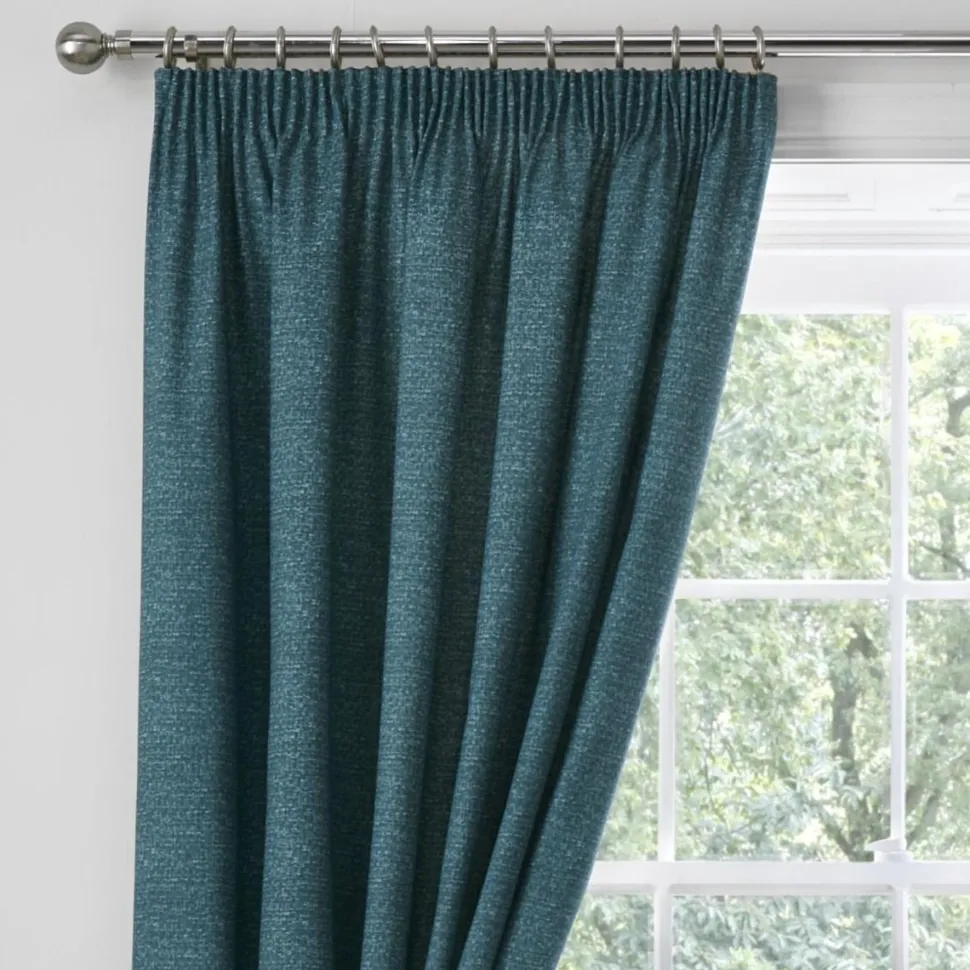 Pembrey Teal Readymade Tape Top Curtains