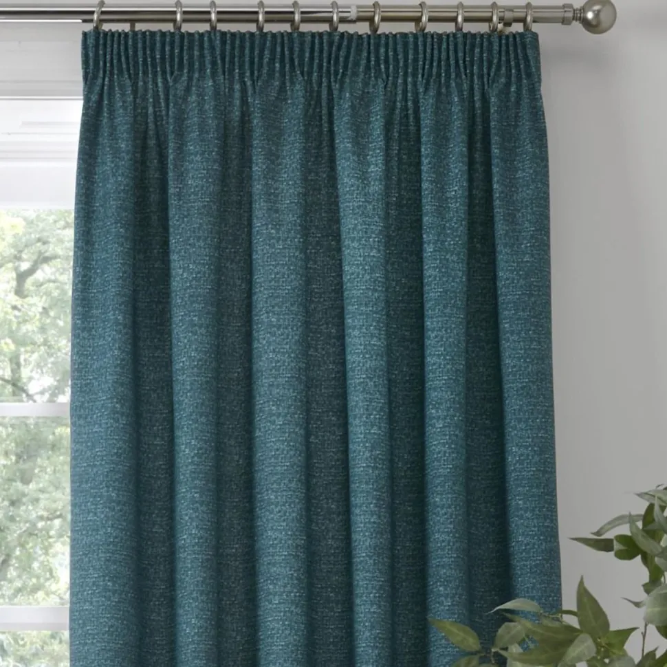 Pembrey Teal Readymade Tape Top Curtains