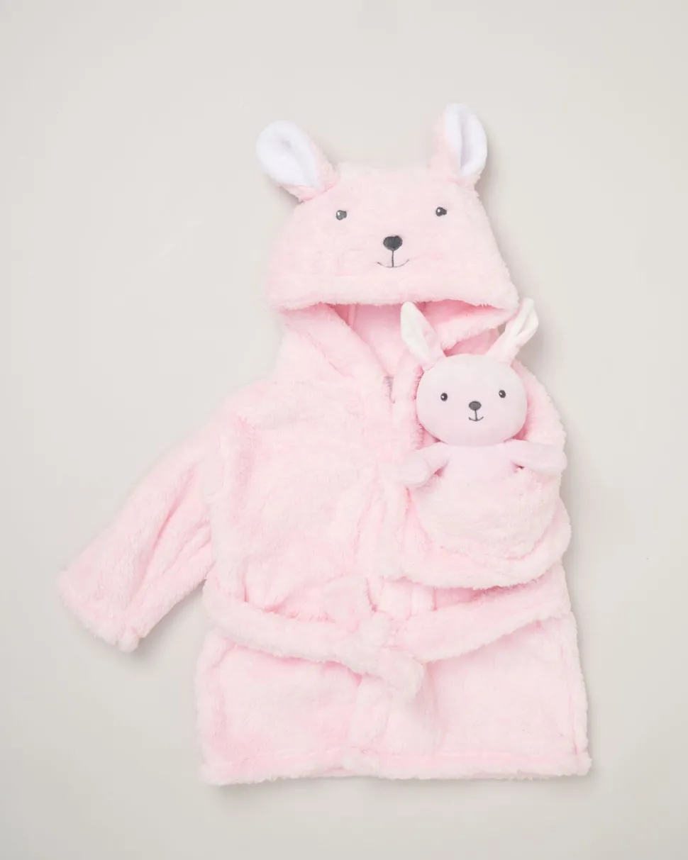 Pink Baby Bunny Dressing Gown with Toy