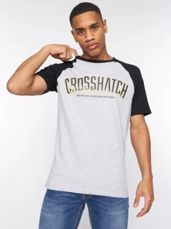 Plotmar T-Shirt Black/Light Grey Marl by Crosshatch