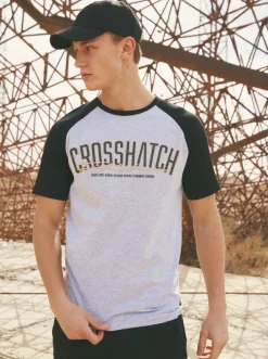 Plotmar T-Shirt Black/Light Grey Marl by Crosshatch
