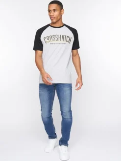Plotmar T-Shirt Black/Light Grey Marl by Crosshatch