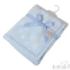 Plush Blue Star Blanket with Pom Trim
