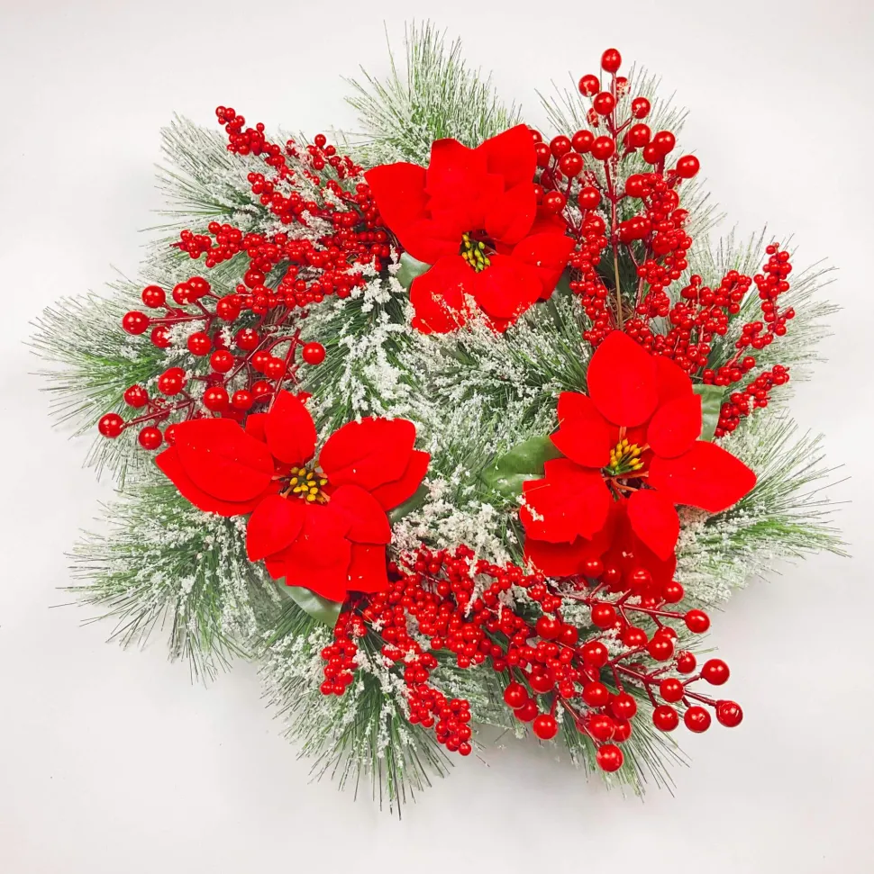 Poinsettia & Berry Wreath Christmas Decoration