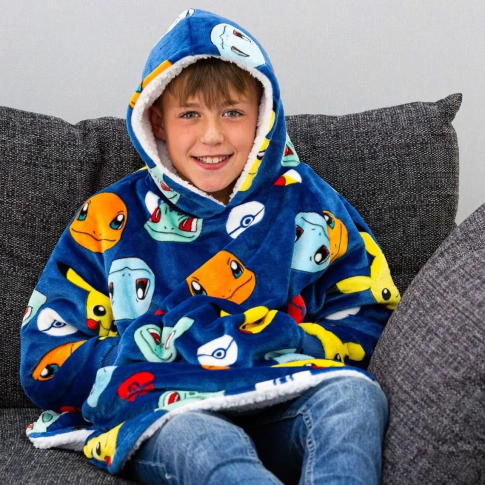 Pokemon Badges Hugzee Hooded Blanket Medium