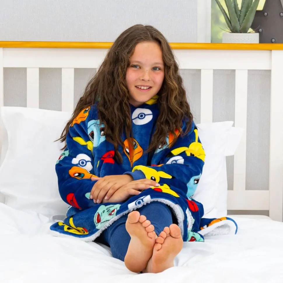 Pokemon Badges Hugzee Hooded Blanket Medium