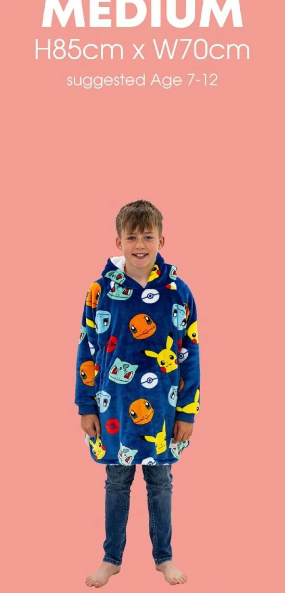 Pokemon Badges Hugzee Hooded Blanket Medium