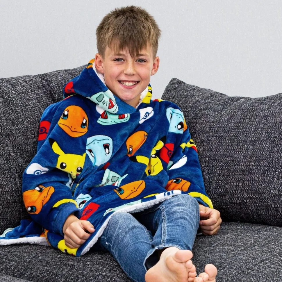 Pokemon Badges Hugzee Hooded Blanket Medium