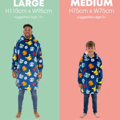 Pokemon Badges Oversized Hugzee Wearable Fleece Hoodie – Large
