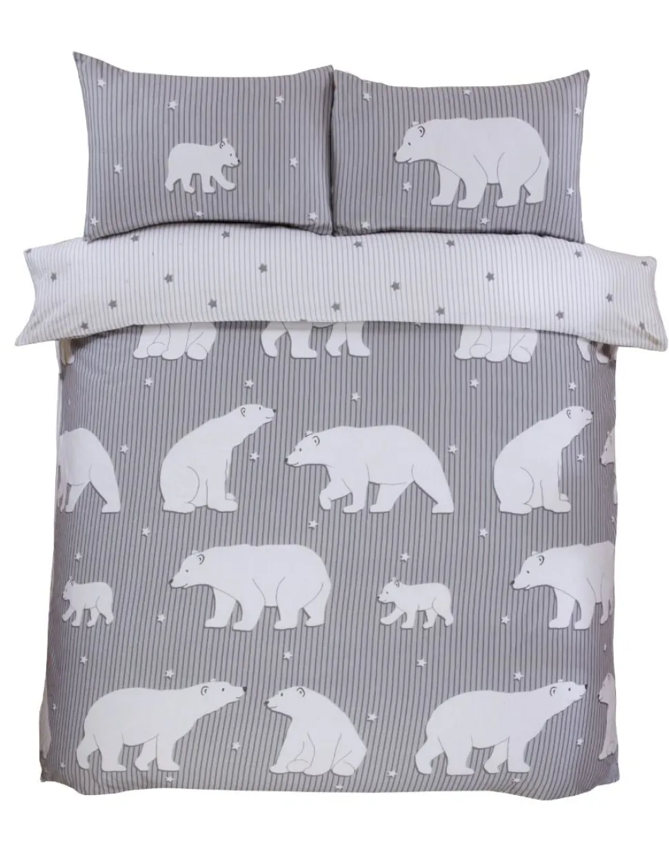 Polar Bear Grey Brushed Cotton Duvet Cover Set