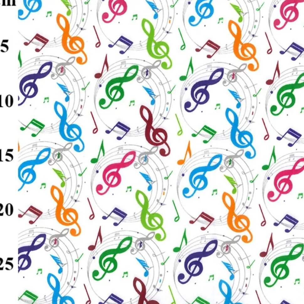 Polycotton Notes Printed Multi Colour Fabric - Price by the Metre