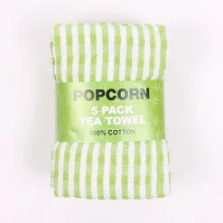 Popcorn Tea Towels Green 5 Pack