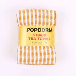 Popcorn Tea Towels Yellow 5 Pack