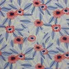 Printed Polycotton Fabric Blue Leaf Cream
