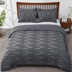 Quincy Tufted Duvet Cover Set Charcoal