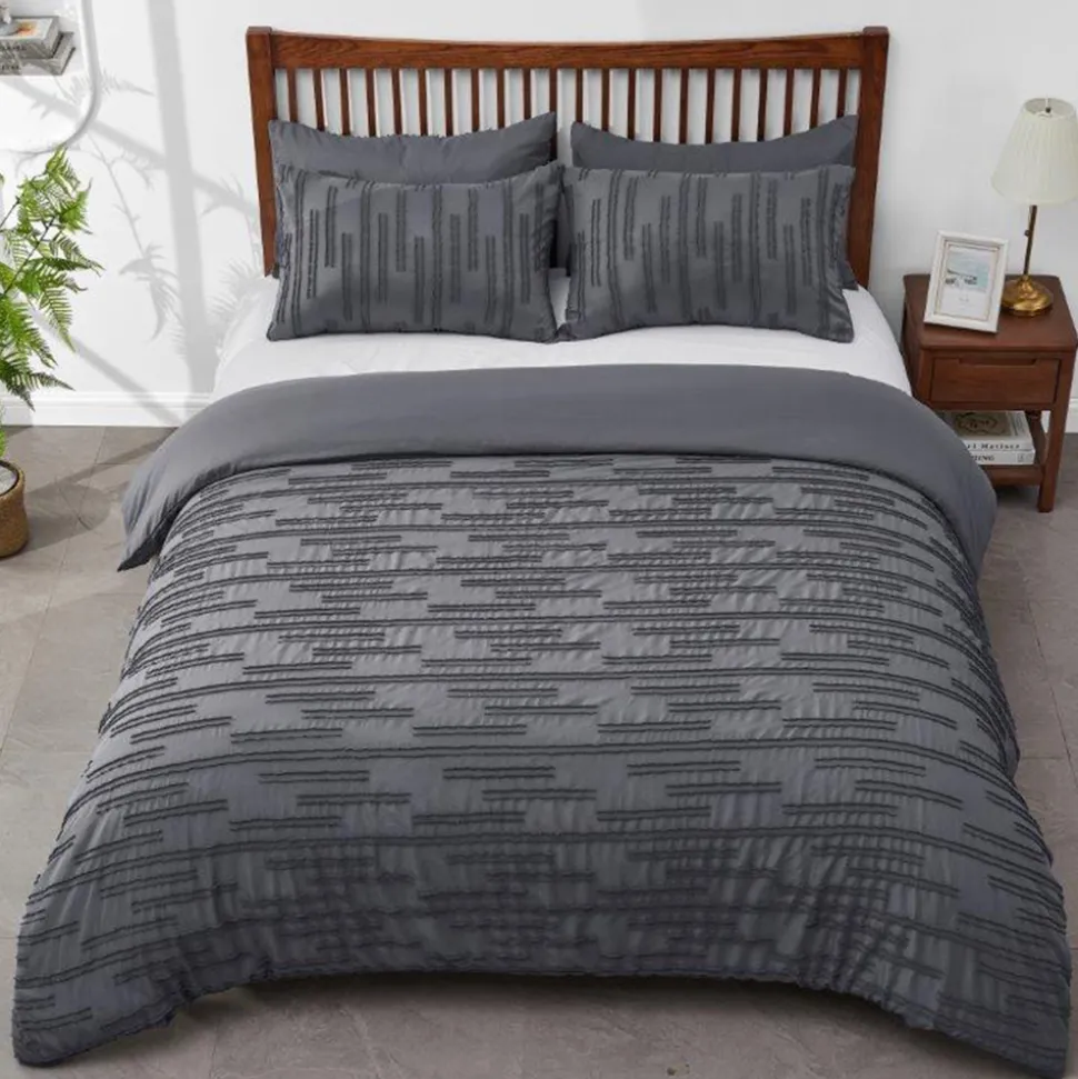 Quincy Tufted Duvet Cover Set Charcoal