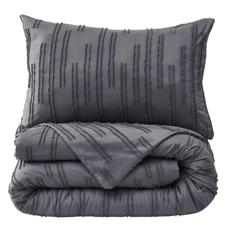 Quincy Tufted Duvet Cover Set Charcoal