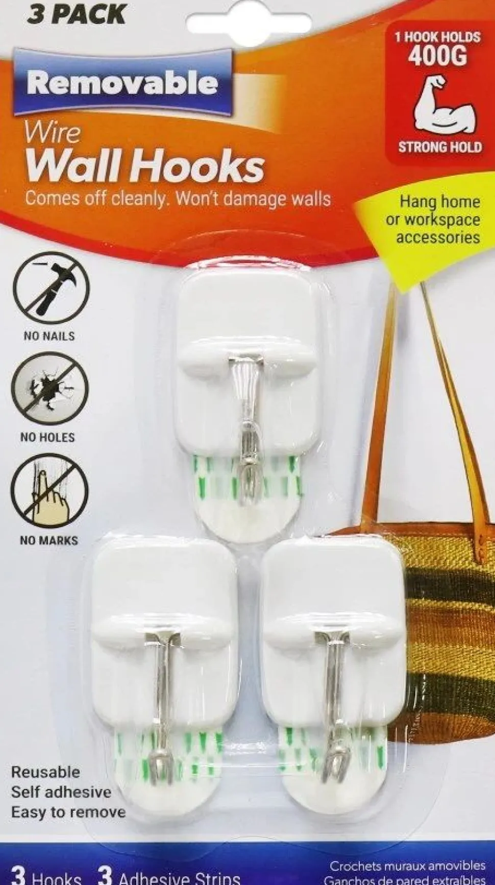 Removable Wall Hooks 3 Pack