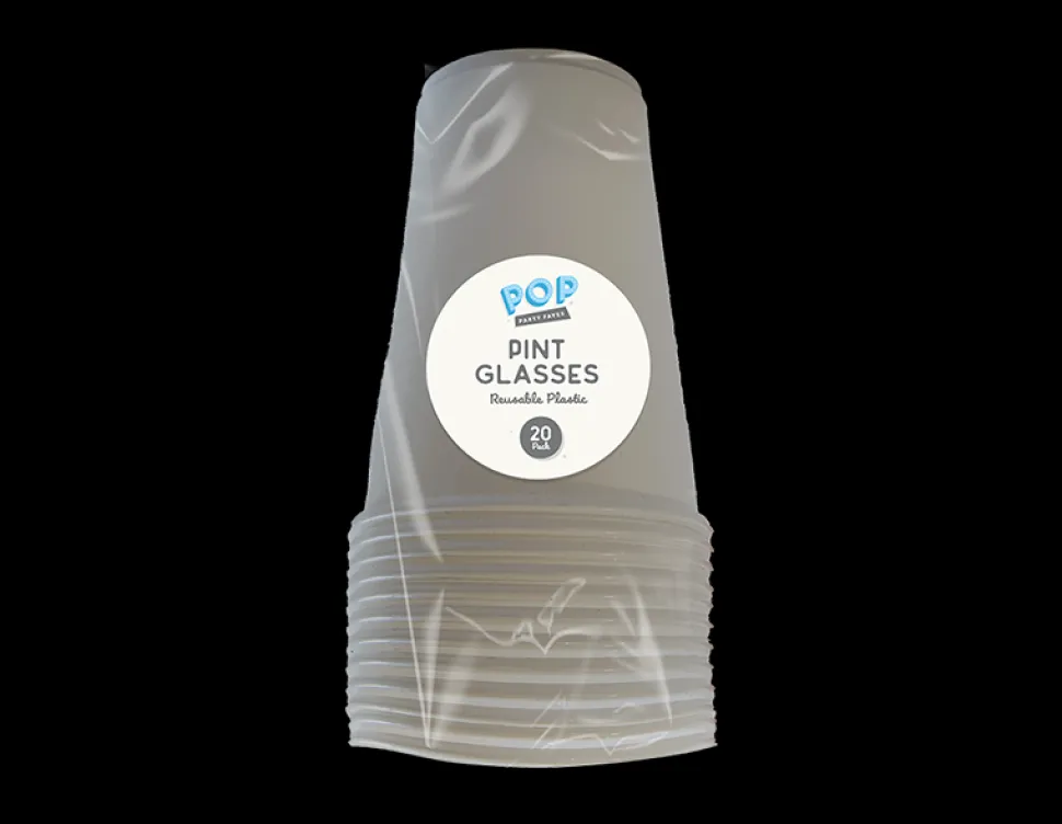 Reusable Plastic Pint Glasses 20 Pack