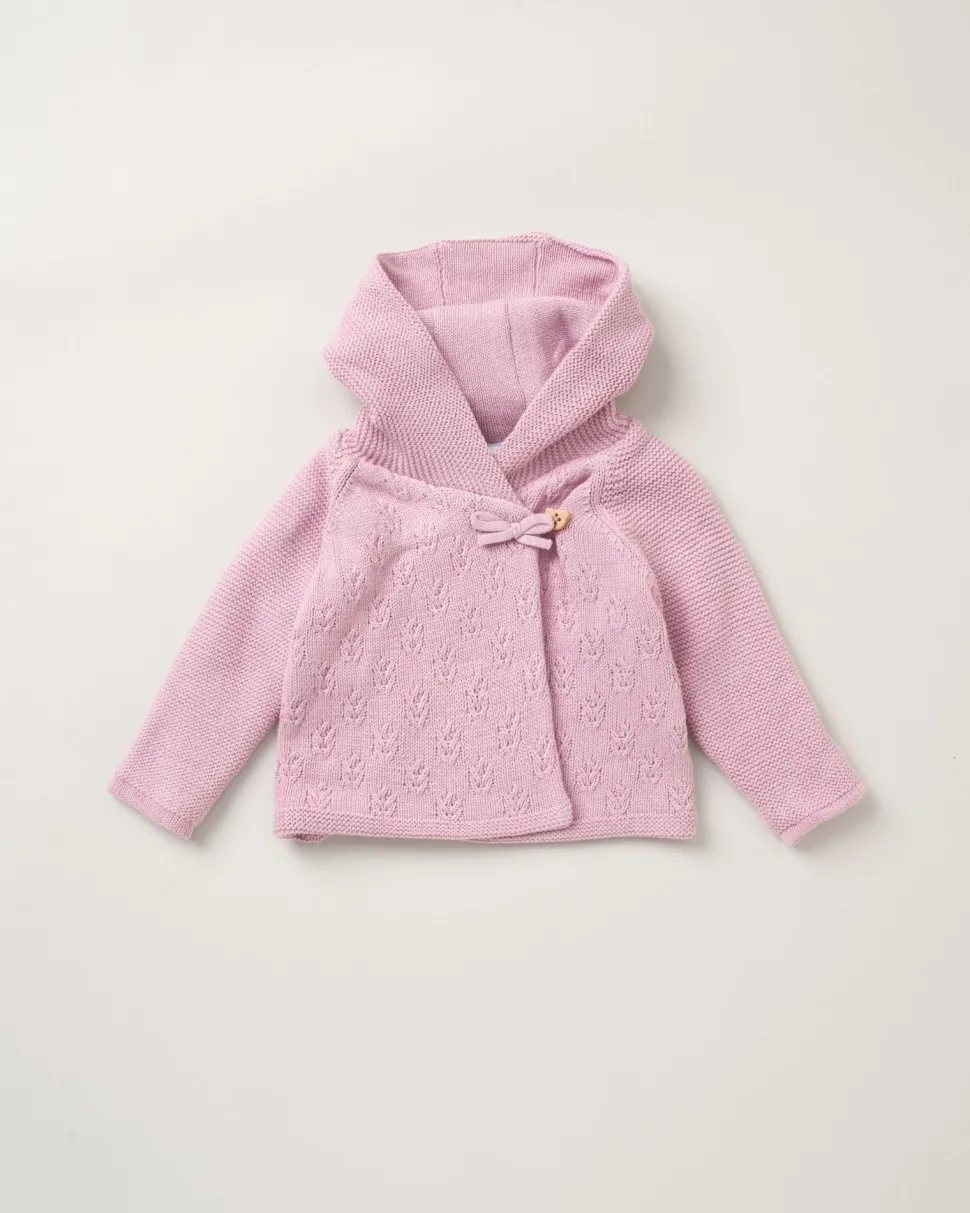 Rock-A-Bye Baby Boutique Double Knit Hooded Wrap Cardigan - Pink