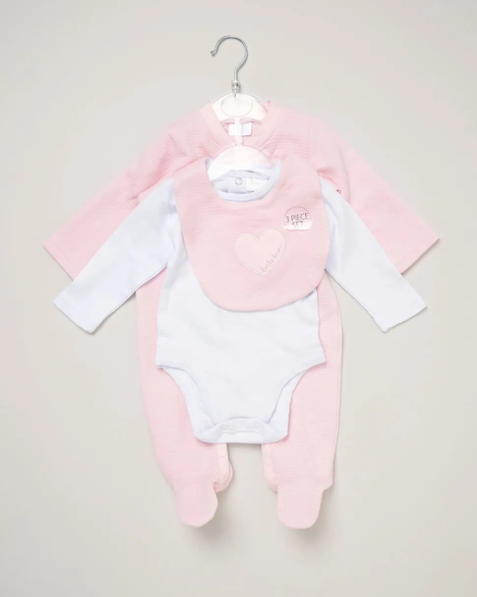Rock-A-Bye Baby Boutique 3-Piece Pink Dungaree Set