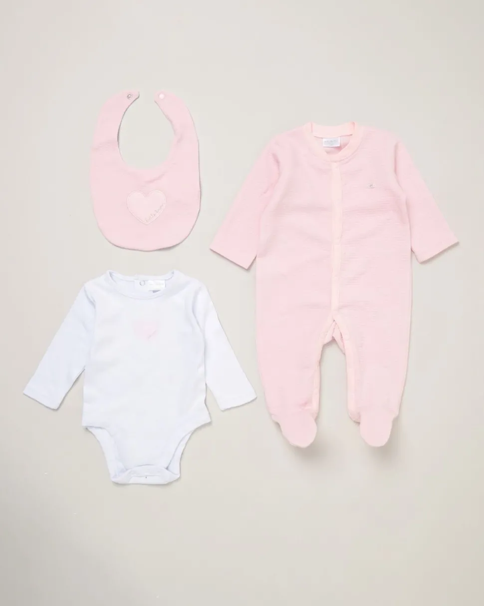 Rock-A-Bye Baby Boutique 3-Piece Pink Dungaree Set
