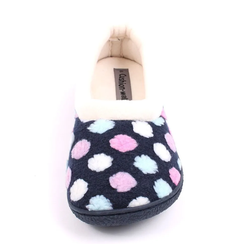 Sadie Women's Comfort Walk Slippers Polka Navy