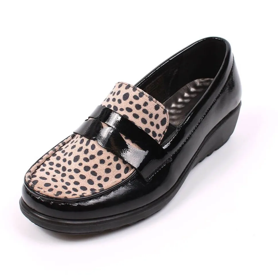 Sally Women's Comfort Walk Leopard Print Shoes Black