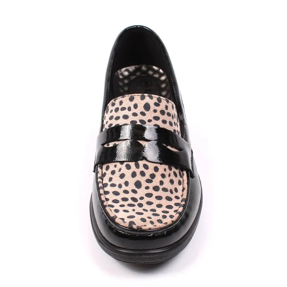 Sally Women's Comfort Walk Leopard Print Shoes Black