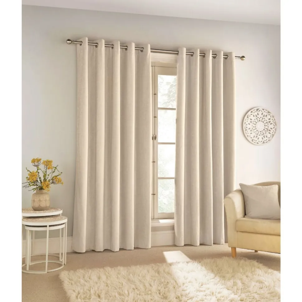 Savoy Blackout Eyelet Curtains Cream