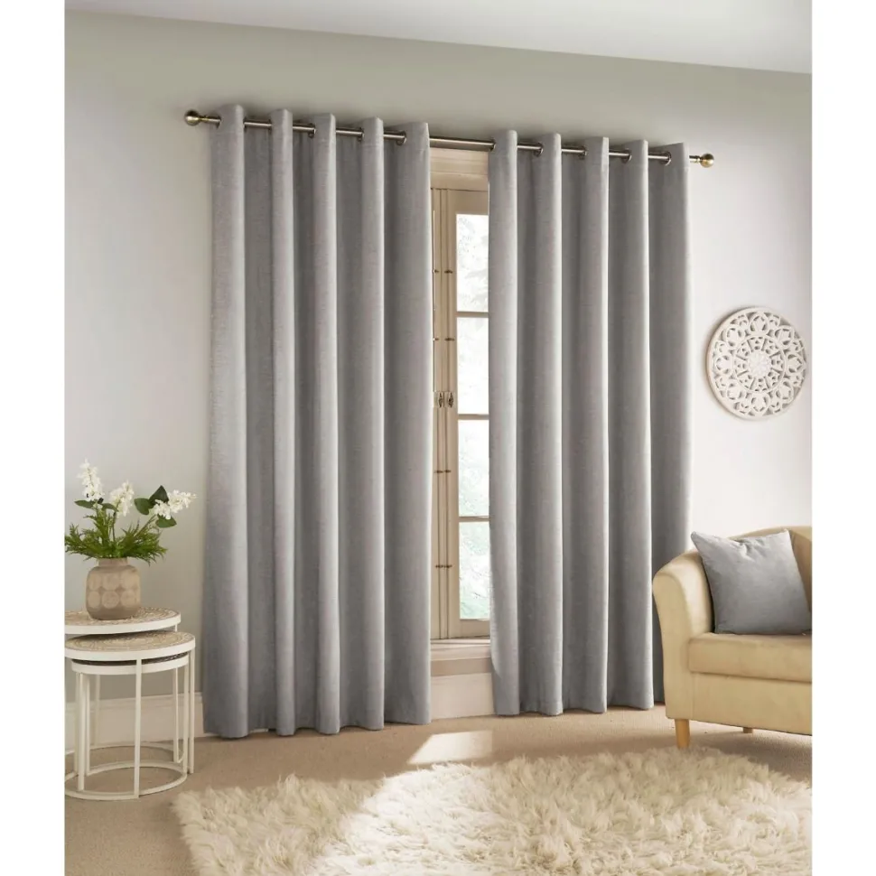 Savoy Blackout Eyelet Curtains Grey