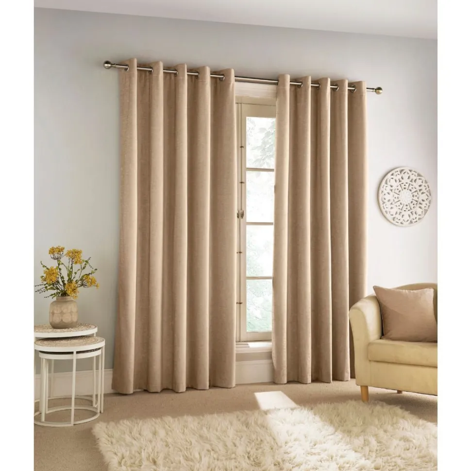Savoy Blackout Eyelet Curtains Sand