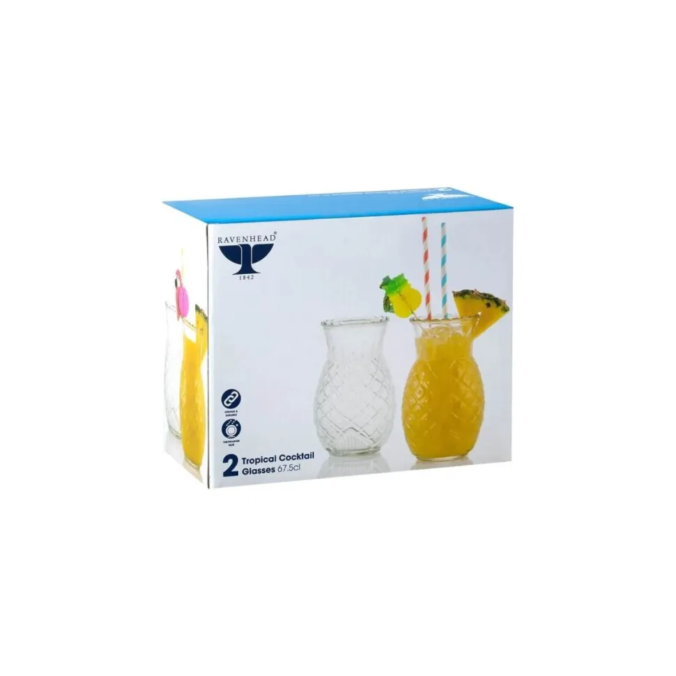 Set Of 2 Entertain Pineapple Cocktail Glasses