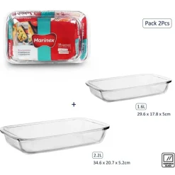 Set of 2 Rectangular Glass Roasters