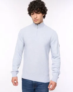 Seymour Funnel Neck Knit Light Grey Bewley & Ritch