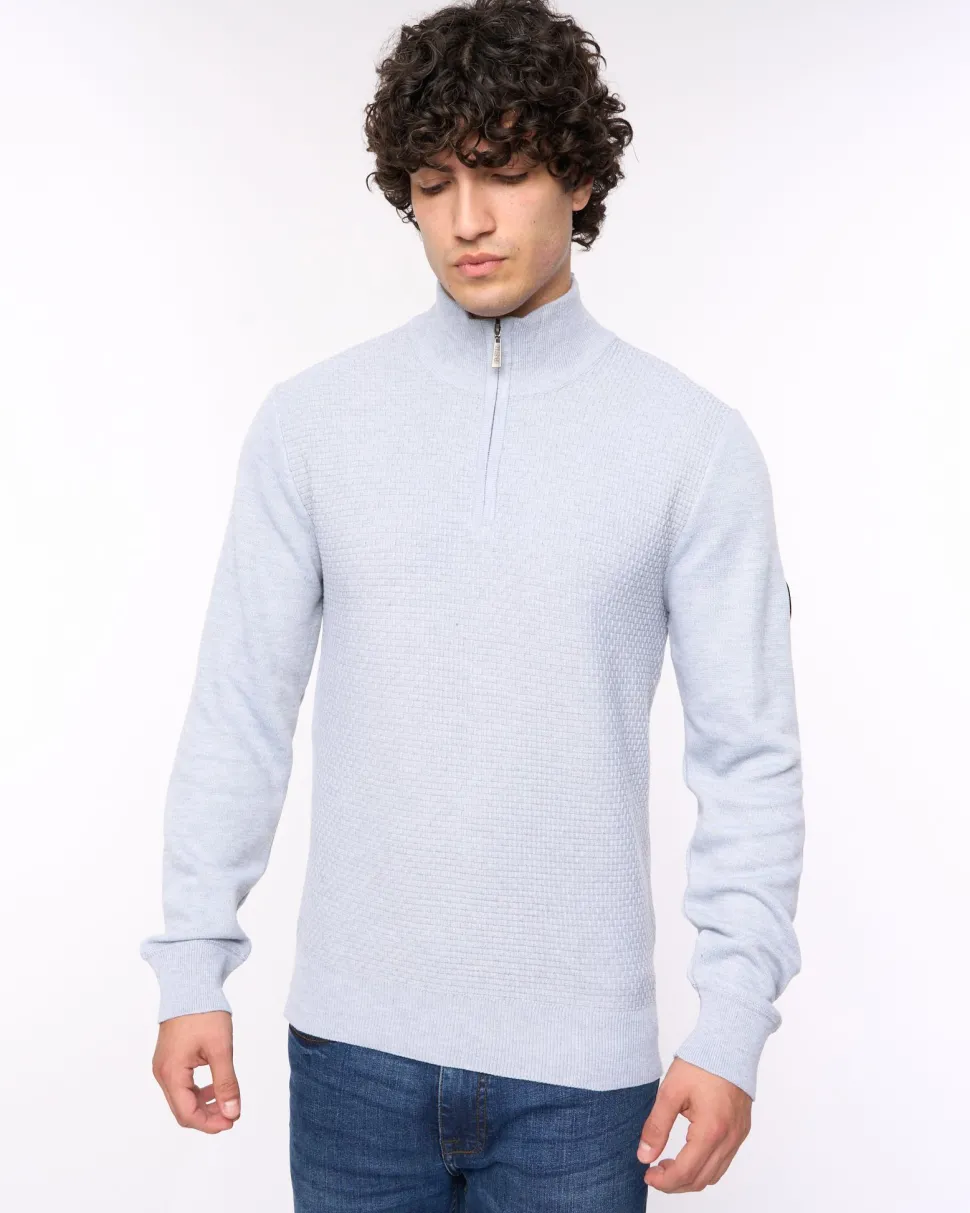 Seymour Funnel Neck Knit Light Grey Bewley & Ritch