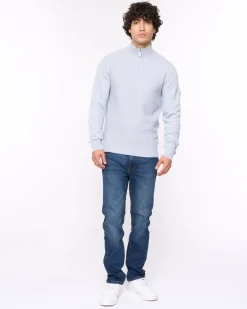 Seymour Funnel Neck Knit Light Grey Bewley & Ritch
