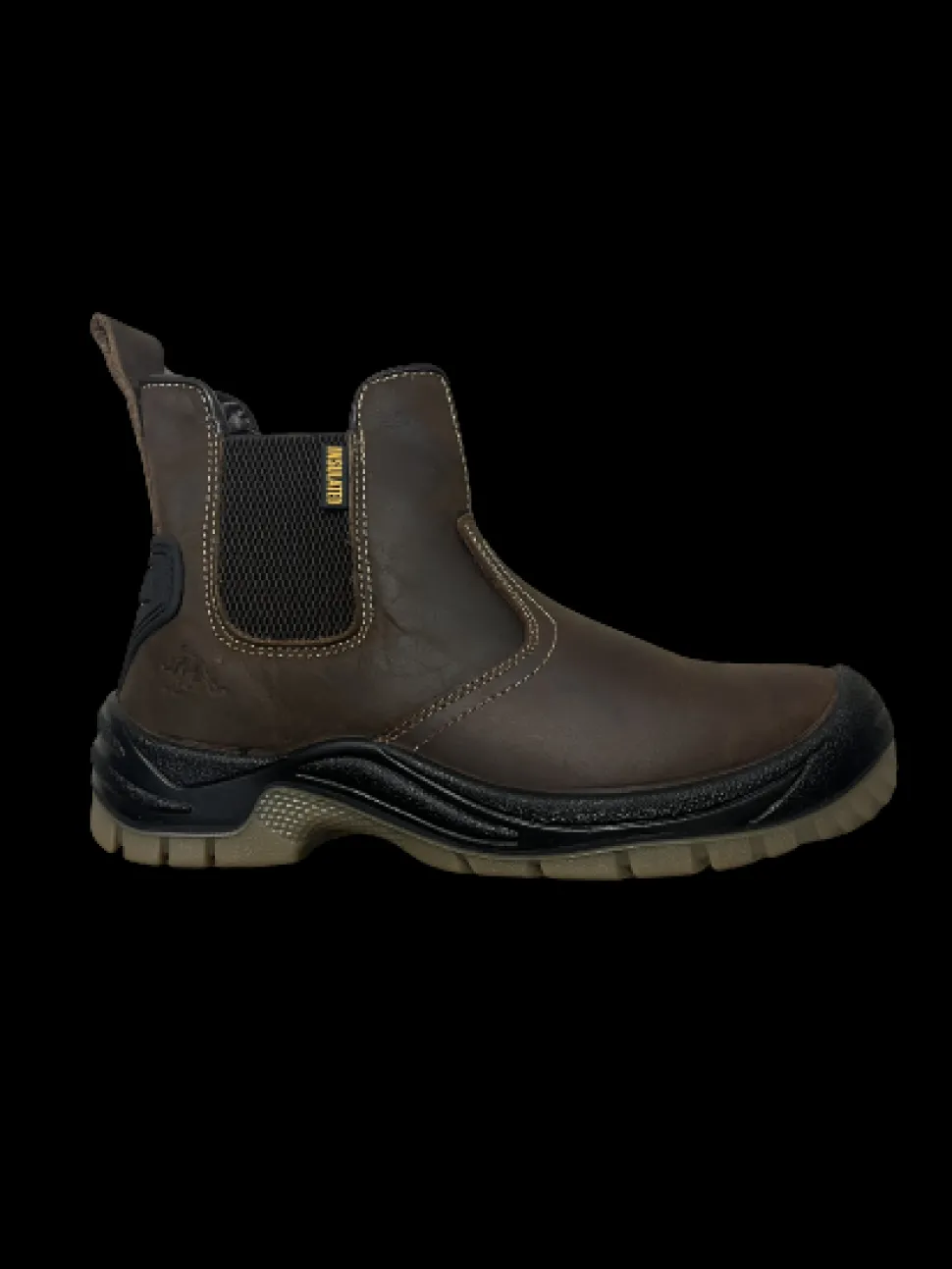 Slip On Leather Safety Boots Brown