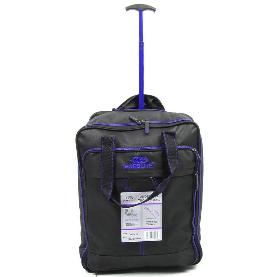 Small Overhead Trolley Cabin Bag Black & Blue by Bordlite