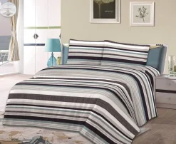 Soft Touch Microfibre Sheet Set Kansas Stripe