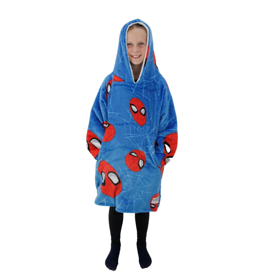 Spiderman Spidey Heads Up Hugzee Wearable Fleece Hoodie – Medium