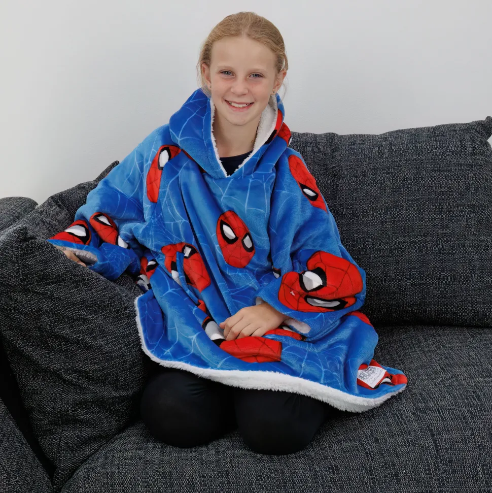 Spiderman Spidey Heads Up Hugzee Wearable Fleece Hoodie – Medium