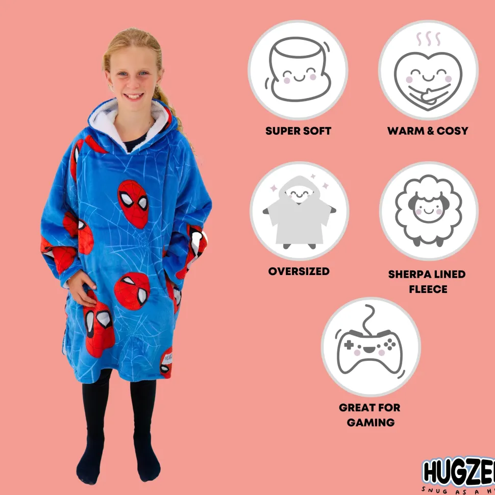 Spiderman Spidey Heads Up Hugzee Wearable Fleece Hoodie – Medium