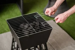 Square Fire Pit with Grill - Black