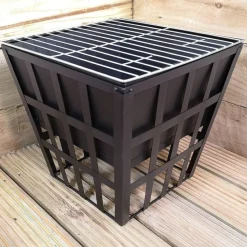 Square Fire Pit with Grill - Black