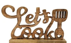 Standing ''Let's Cook'' Wooden Decor 40cm