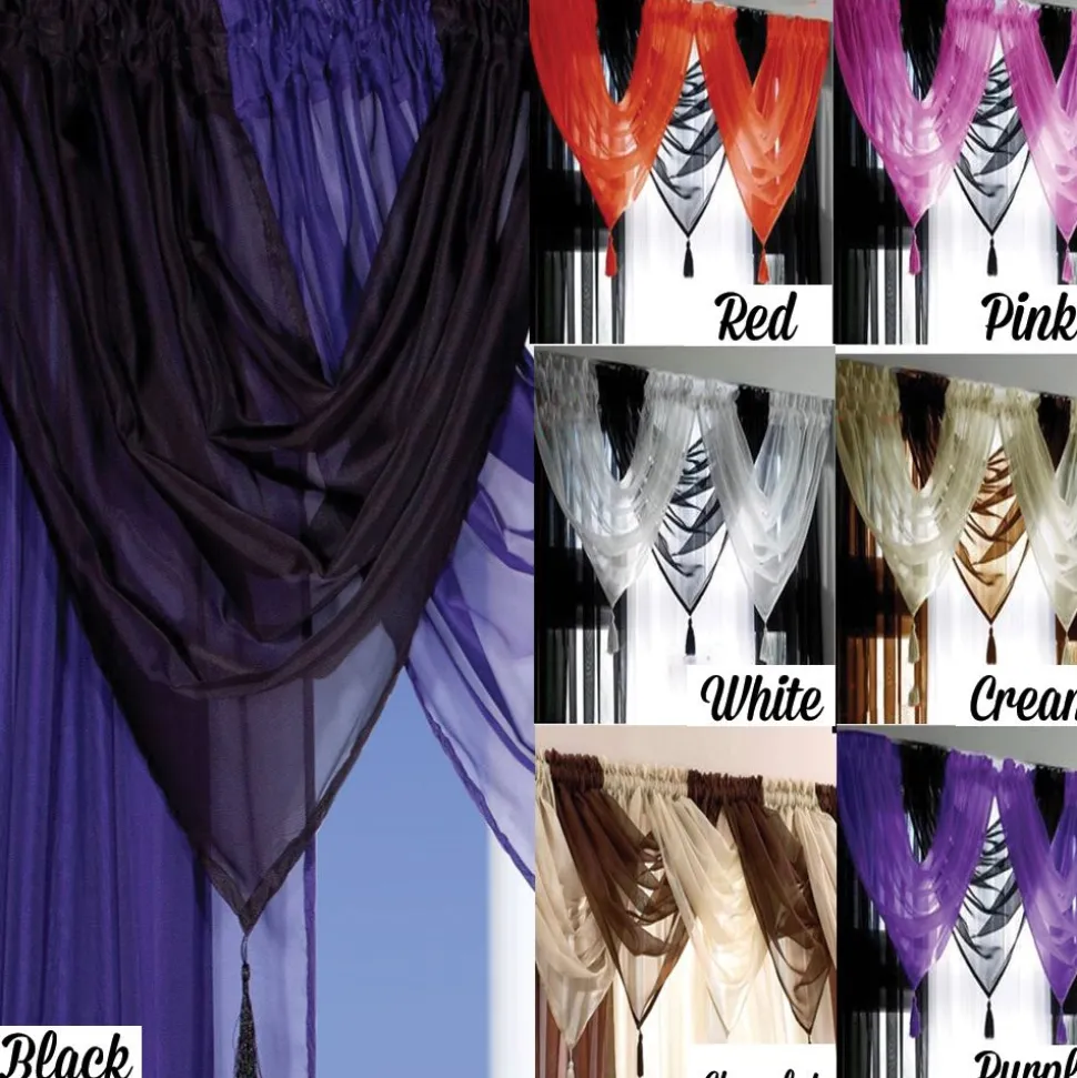 Tassled Voile Swag - 7 colours