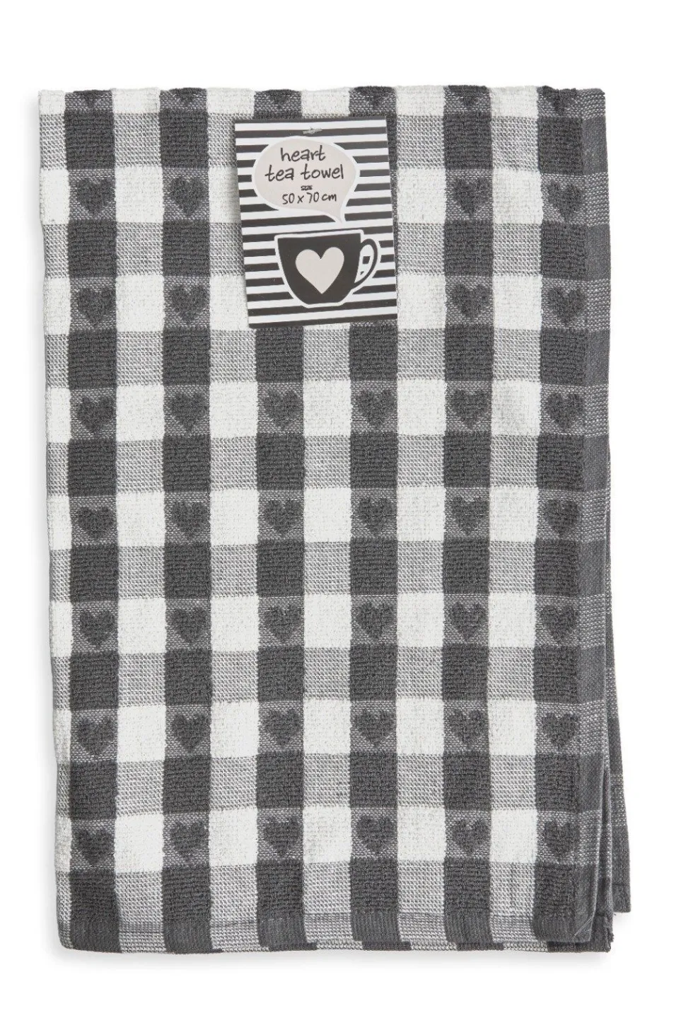 Tea Towel Heart Charcoal